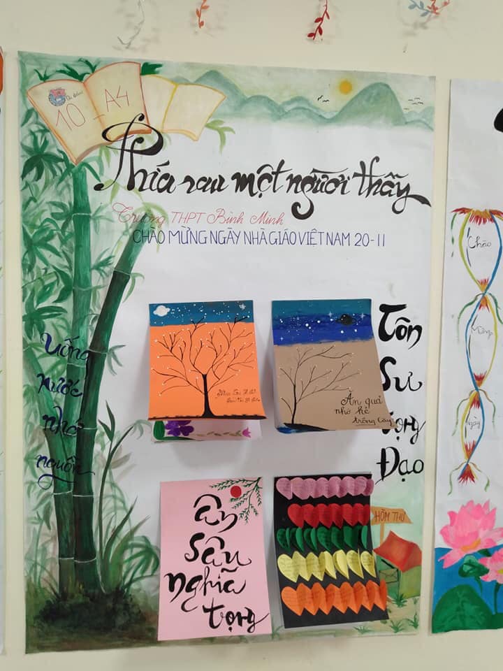 Vẽ báo tường tri ân ngày căn nhà giáo nước Việt Nam 20-11 | trung học phổ thông Bình Minh