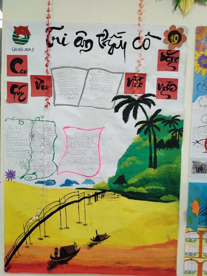 Vẽ báo tường tri ân ngày căn nhà giáo nước Việt Nam 20-11 | trung học phổ thông Bình Minh