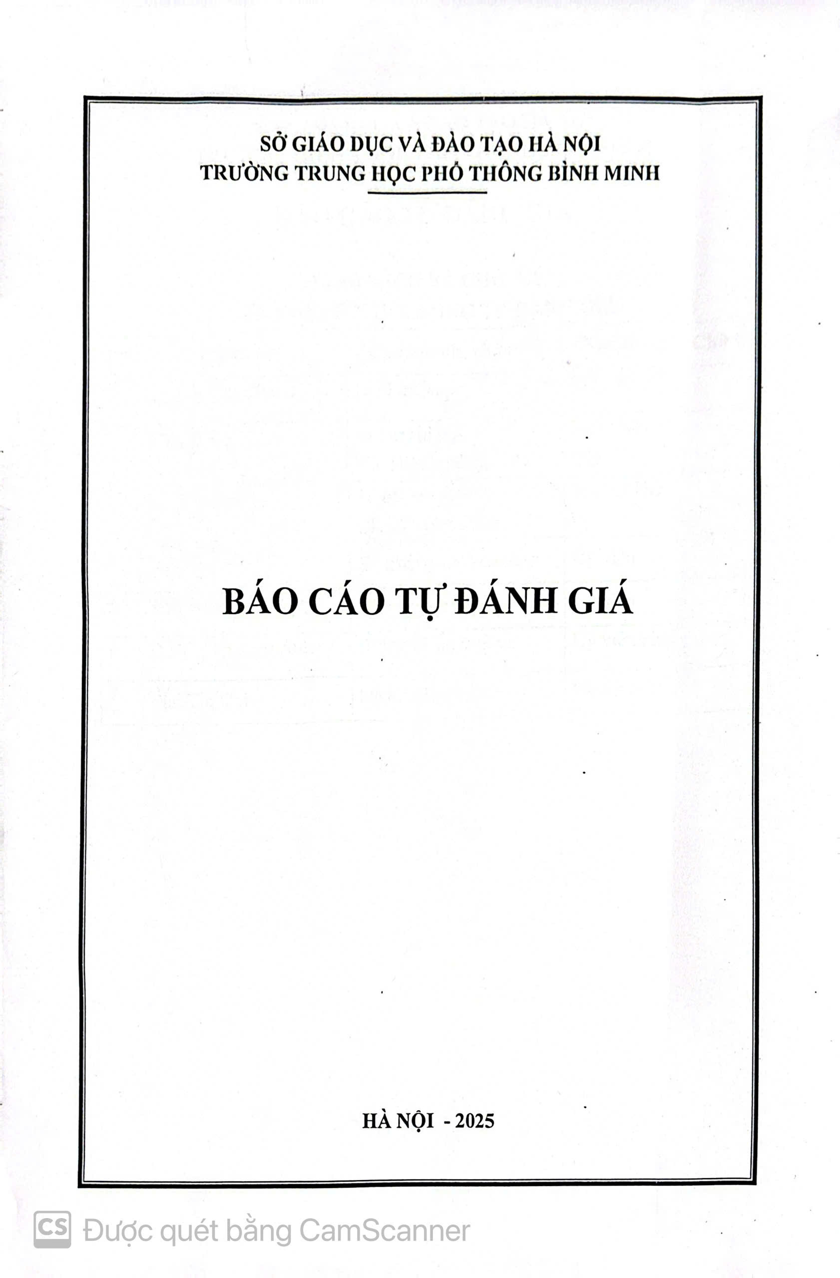 BÁO CÁO TỰ ĐÁNH GIÁ THPT BÌNH MINH 2025